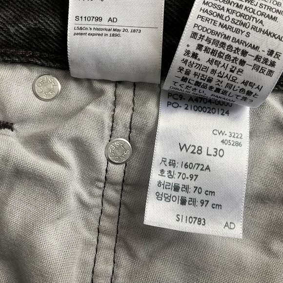 Levi’s 501 Spliced Premium Denim Jeans Black w/ Grey Size 28W 30L - Picture 15 of 16